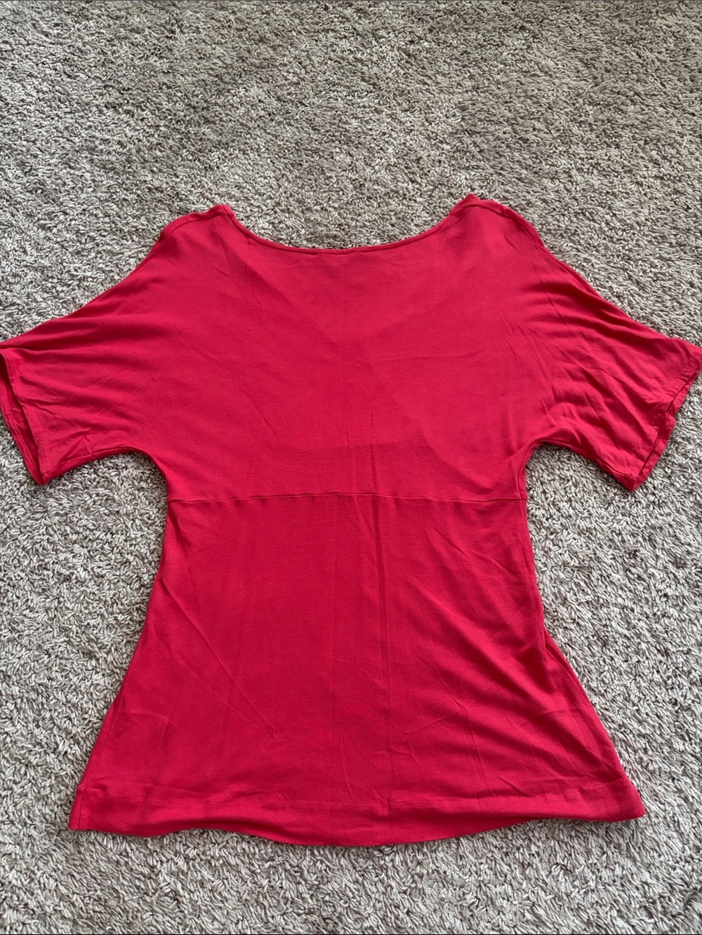 Women's Ruched V-Neck Knit Top -Pink and Brown - Picture 2 of 4